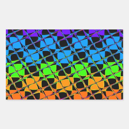 Multi kleurrijke geruite regenboogspiegel afbeeldi rechthoekige sticker (Voorkant)