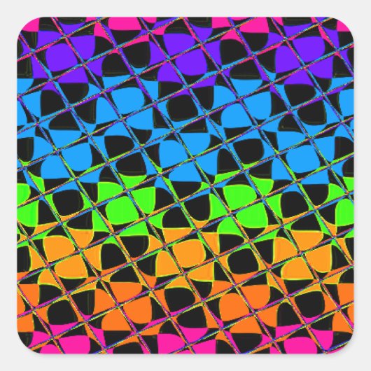 Multi kleurrijke geruite regenboogspiegel afbeeldi vierkante sticker (Voorkant)