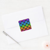 Multi kleurrijke geruite regenboogspiegel afbeeldi vierkante sticker (Envelop)