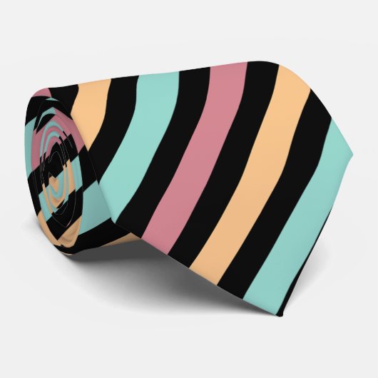 Multi Kleurrijke Gestreept Stropdas (Opgerold)