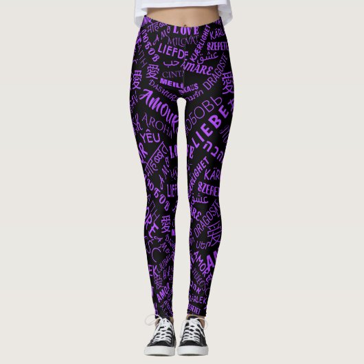 Multi-Language Leggings Love Text - Custom Colours (Voorkant)