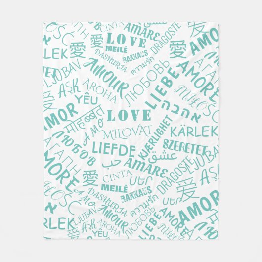 Multi-Language Love Text Fleece Blanket Uw kleur Deken (Voorkant)