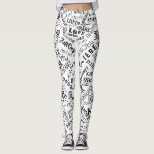 Multi Language Love Text Leggings Uw kleuren (Voorkant)