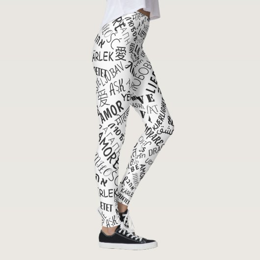 Multi Language Love Text Leggings Uw kleuren (Rechts)
