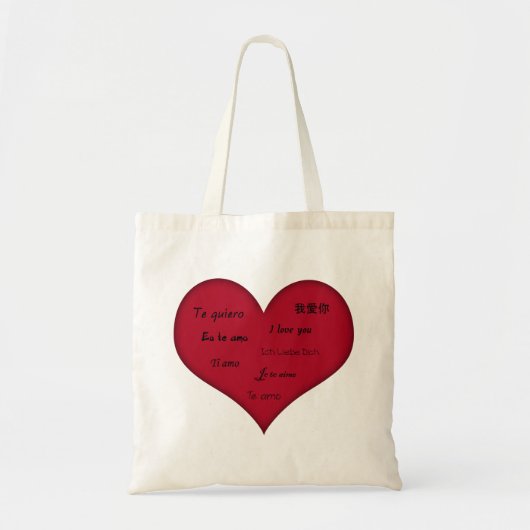 Multi-Language Red Heart Wedding Tote Bag (Voorkant)