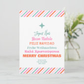 Multi Language Typography Christmas Tree Feestdagenkaart (Staand voorkant)