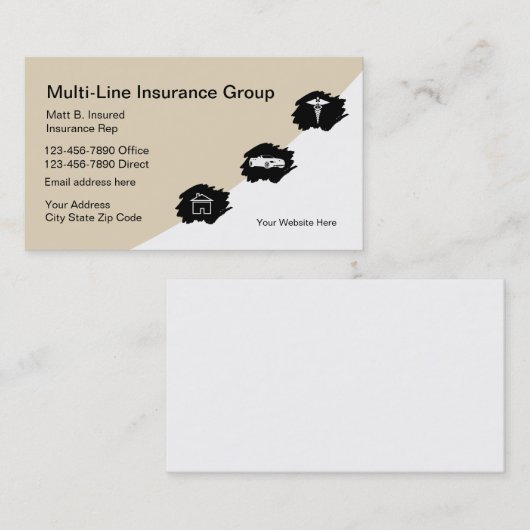Multi Line Insurance Rep Visitekaartje (Voorkant / Achterkant)