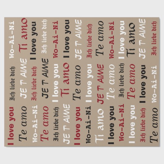 Multi-Lingual I Love You Cadeaupapier (Vlak)