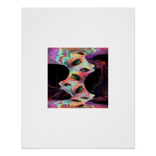 Multi-Oog Psychedelisch Gezicht Trippy Poster