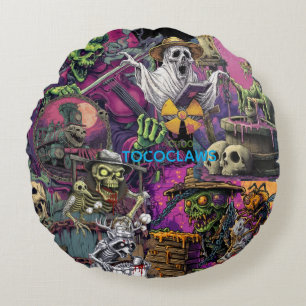 Multi-Panel Zombie Samurai & Horror met Geketende Rond Kussen