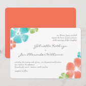Multi Papaya Waterverf Flowers Wedding Invite Kaart (Voorkant / Achterkant)