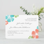 Multi Papaya Waterverf Flowers Wedding Invite Kaart (Staand voorkant)