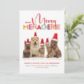 Multi-Pet Vakantie Kerstmis Kaart Merry Menagerie (Staand voorkant)