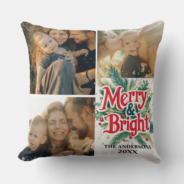Multi Photo0  Kleurrijke Unieke Kerst Kussen (Voorkant)