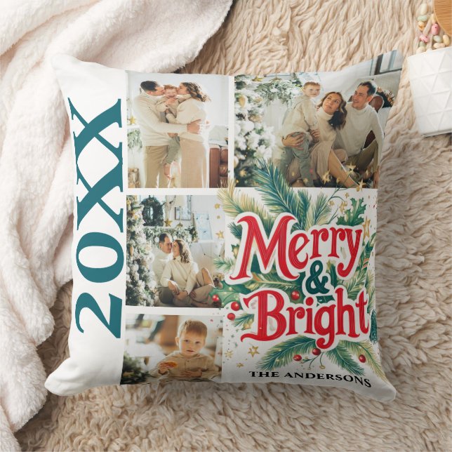 Multi Photo0  Kleurrijke Unieke Kerst Kussen (Deken)