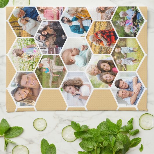 Multi Photo 28 Afbeelding Honey Beige Honeycomb Theedoek (Gevouwen)