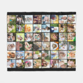 Multi Photo 48 Afbeelding Grid Collage Black Fleece Deken (Voorkant (Horizontaal))