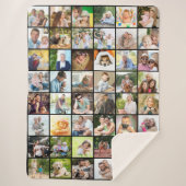 Multi Photo 48 Afbeelding Grid Collage Black Sherpa Deken (Voorkant)