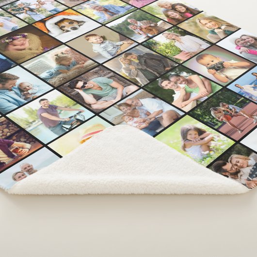 Multi Photo 48 Afbeelding Grid Collage Black Sherpa Deken (3/4)