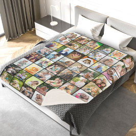 Multi Photo 48 Afbeelding Grid Collage Black Sherpa Deken