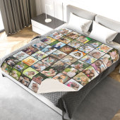 Multi Photo 48 Afbeelding Grid Collage Black Sherpa Deken