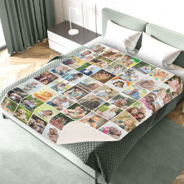 Multi Photo 48 Afbeelding Grid Collage White Sherpa Deken