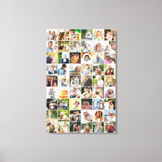 Multi Photo 54 Afbeelding Grid Collage Beige Canvas Afdruk (Voorkant)