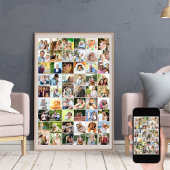 Multi Photo 54 Afbeelding Grid Collage Beige Poste Poster