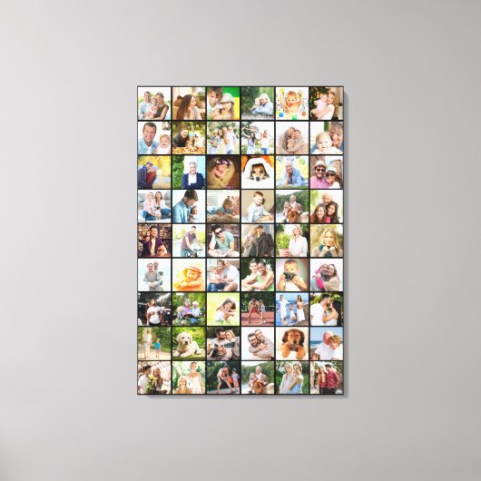 Multi Photo 54 Afbeelding Grid Collage Black Canvas Afdruk (Voorkant)