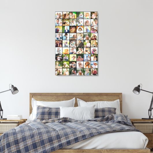Multi Photo 54 Afbeelding Grid Collage Black Canvas Afdruk (Insitu (Slaapkamer))