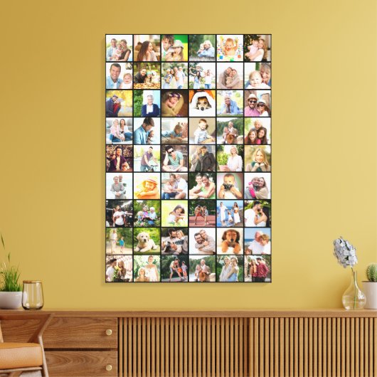 Multi Photo 54 Afbeelding Grid Collage Black Canvas Afdruk (Insitu (Woonkamer))