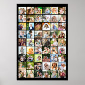 Multi Photo 54 Afbeelding Grid Collage Black Poster (Voorkant)