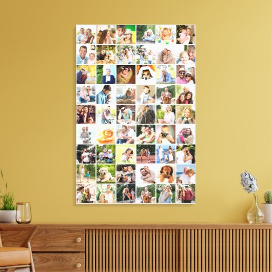 Multi Photo 54 Afbeelding Grid Collage White Canvas Afdruk (Insitu (Woonkamer))