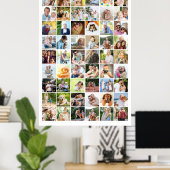 Multi Photo 54 Afbeelding Grid Collage White Poster (Thuiskantoor)