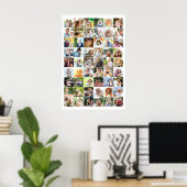 Multi Photo 54 Afbeelding Grid Collage White Poster (Thuiskantoor)