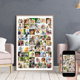 Multi Photo 54 Afbeelding Grid Collage White Poster