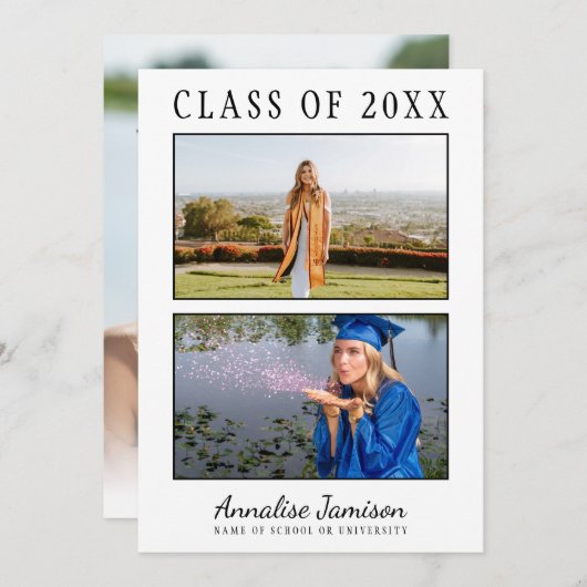 Multi Photo Afstuderen Flat Announcement Kaart (Voorkant / Achterkant)
