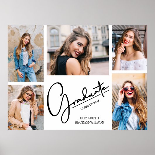 Multi Photo Afstuderen Keepsake Poster (Voorkant)