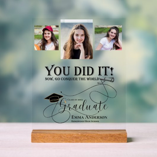 Multi Photo Afstuderen klasse van 2025 aankondigin Acryl Bord (Neutraal)