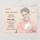 Multi Photo Blue Afstuderen Save the Date Briefkaart (Achterkant)