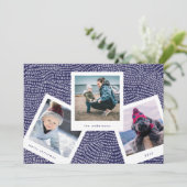 Multi Photo Booth-Lijst | Blauwe kerst Feestdagenkaart (Staand voorkant)