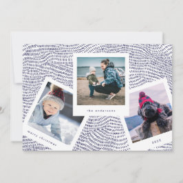 Multi Photo Booth-Lijst | Blauwe kerst Feestdagenkaart