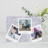 Multi Photo Booth-Lijst | Blauwe kerst Feestdagenkaart (Staand voorkant)