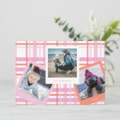 Multi Photo Booth-Lijst | Kerst van de Gingham Mer Feestdagenkaart (Staand voorkant)