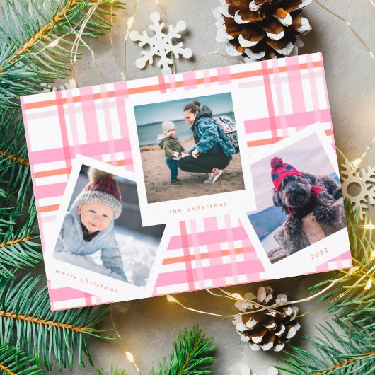 Multi Photo Booth-Lijst | Kerst van de Gingham Mer Feestdagenkaart