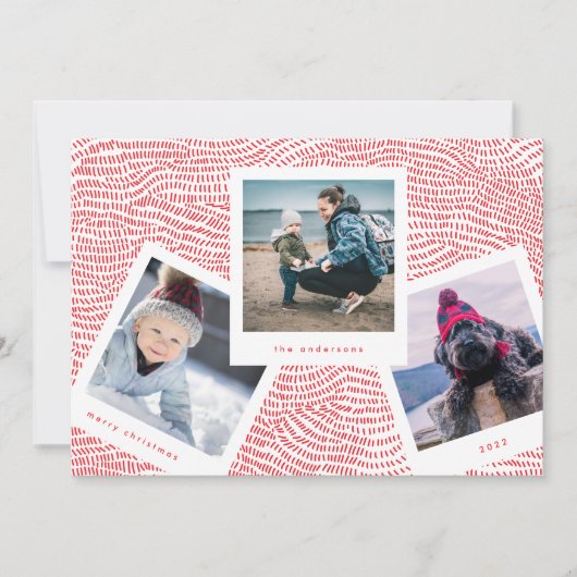 Multi Photo Booth-Lijst | Rode kerst Feestdagenkaart (Voorkant)