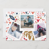 Multi Photo Booth-Lijst | Rode kerst met kerst Feestdagenkaart (Voorkant)