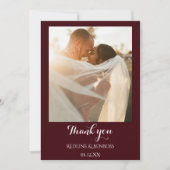 Multi photo Burgundy Wedding   Flat Thank You Card Bedankkaart (Voorkant)