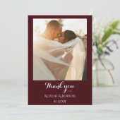 Multi photo Burgundy Wedding   Flat Thank You Card Bedankkaart (Staand voorkant)
