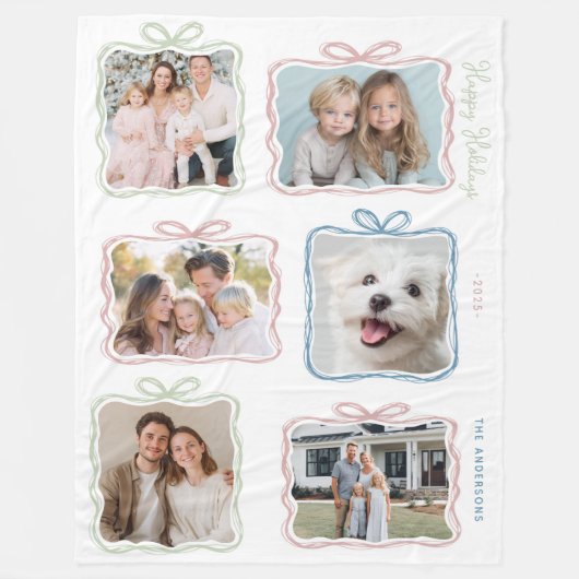 Multi Photo Christmas Gift Fleece Deken (Voorkant)